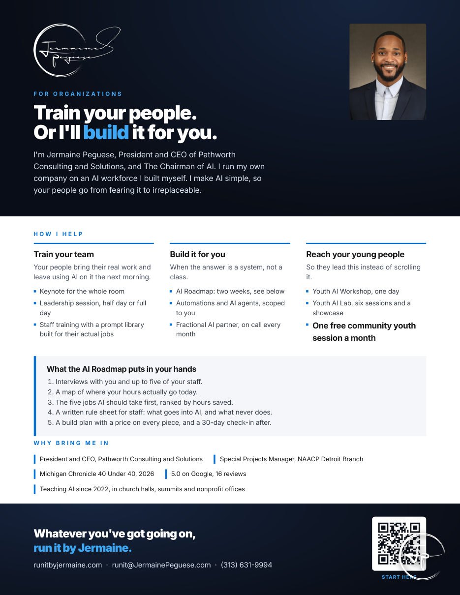 Jermaine Peguese AI for Organizations, cover page