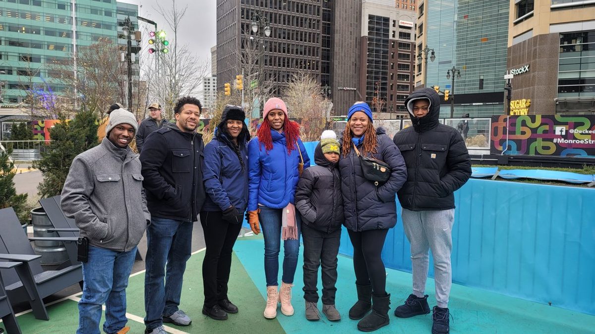 The Recession Proof Michigan chapter at the downtown Detroit rink for the first anniversary, December 2022.