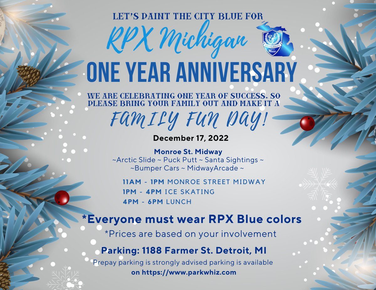 RPX Michigan One Year Anniversary flyer, designed by Jermaine.